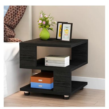 MESA DE NOCHE MULTIUSOS RENÉ TU MESITA MELAMINA 18MM CON RUEDAS COLOR NEGRO - 2