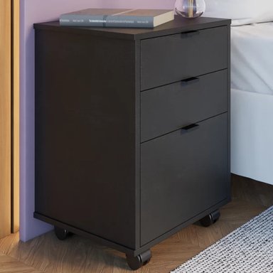 VELADOR MESA DE NOCHE RODIZIO CON RUEDAS COLOR NEGRO TU MESITA