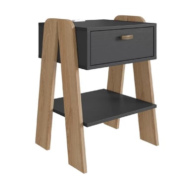 MESA DE NOCHE MODERNA TU MESITA RAQUIEM MELAMINA 18MM 1 CAJÓN COLOR NEGRO/MARRÓN - 2