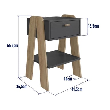 MESA DE NOCHE MODERNA TU MESITA RAQUIEM MELAMINA 18MM 1 CAJÓN COLOR NEGRO/MARRÓN - 3