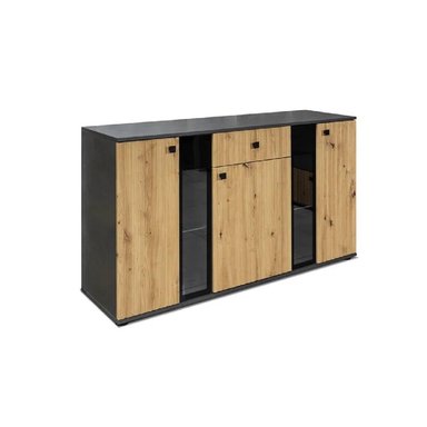 APARADOR MODERNO TU MESITA MORGAN COLOR NEGRO/MARRÓN 3 PUERTAS 1 CAJÓN - 2