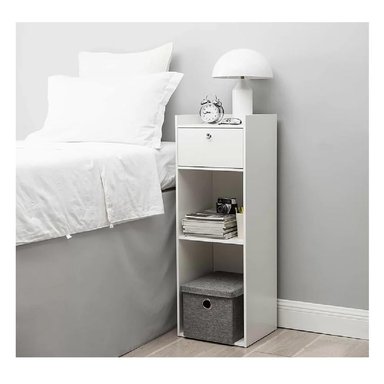 MESA DE NOCHE LEONEL TU MESITA EN MELAMINA 18MM COLOR BLANCO 1 CAJÓN