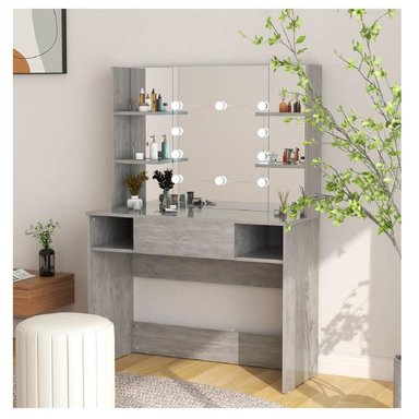 TOCADOR JUVENIL TU MESITA OLIMPIA COLOR CENIZA 1 CAJÓN MAS ESPEJO