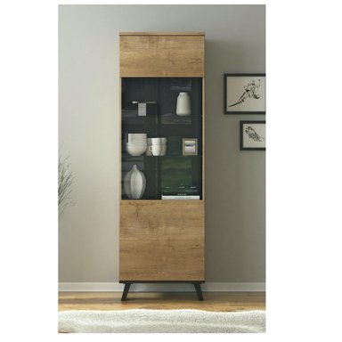 VITRINA ALTA TU MESITA PRATT COLOR MARRÓN/NEGRO 1 PUERTA