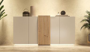 APARADOR MODERNO 4 PUERTAS 2 CAJONES INTERIORES RUA COLOR BLANCO/DUNA TU MESITA