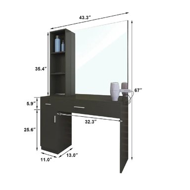 TOCADOR ALTO TU MESITA NURIA COLOR NEGRO 2 CAJONES 1 PUERTA - 3