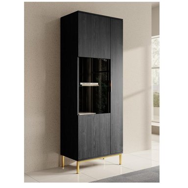 VITRINA MODERNA TU MESITA MIKE COLOR NEGRO 3 PUERTAS