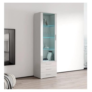 VITRINA MULTIUSOS TU MESITA KITUS COLOR BLANCO 1 PUERTA 3 CAJONES