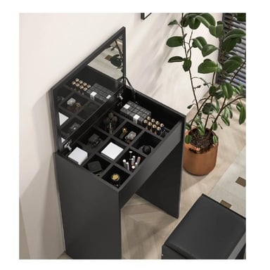 TOCADOR MULTIUSOS TU MESITA SOFÍA COLOR NEGRO CON ESPEJO 1 PUERTA - 1