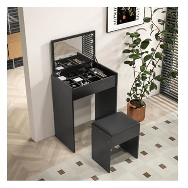 TOCADOR MULTIUSOS TU MESITA SOFÍA COLOR NEGRO CON ESPEJO 1 PUERTA - 3