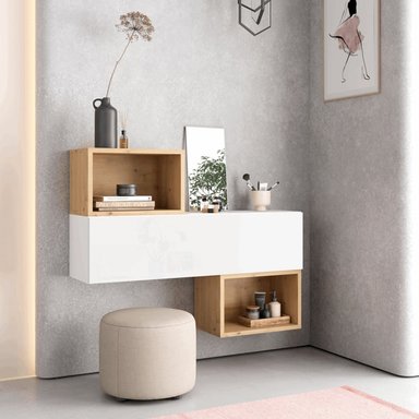 APARADOR RECIBIDOR FLOTANTE DEXTER COLOR BLANCO/DUNA TU MESITA