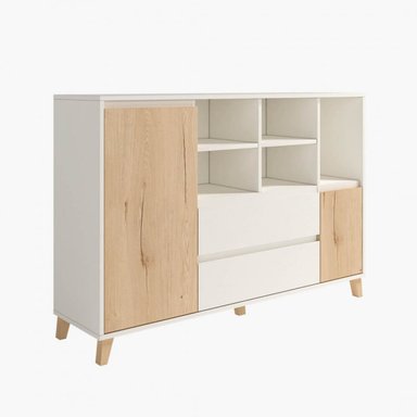 APARADOR MODERNO CHIARA 2 PUERTAS 2 CAJONES TU MESITA COLOR BLANCO/DUNA