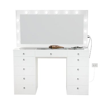 TOCADOR MODERNO TU MESITA SONIA COLOR BLANCO 11 CAJONES ESPEJOS LED - 2