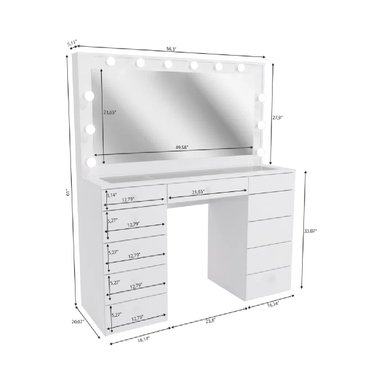 TOCADOR MODERNO TU MESITA SONIA COLOR BLANCO 11 CAJONES ESPEJOS LED - 3
