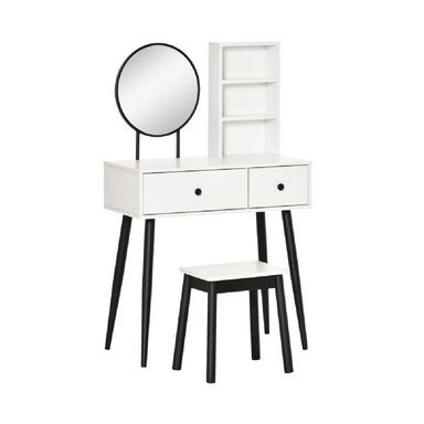 TOCADOR JUVENIL TU MESITA MAJU CON ESPEJO COLOR BLANCO 2 CAJONES