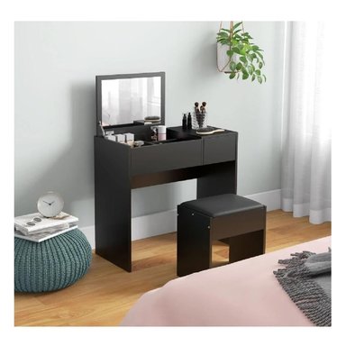 TOCADOR PRÁCTICO TU MESITA BETSY COLOR NEGRO 1 CAJÓN 1 PUERTA MAS ESPEJO - 3