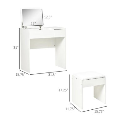 TOCADOR PRÁCTICO TU MESITA BETSY COLOR BLANCO 1 CAJÓN 1 PUERTA MAS ESPEJO - 2