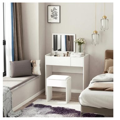 TOCADOR PRÁCTICO TU MESITA BETSY COLOR BLANCO 1 CAJÓN 1 PUERTA MAS ESPEJO - 3
