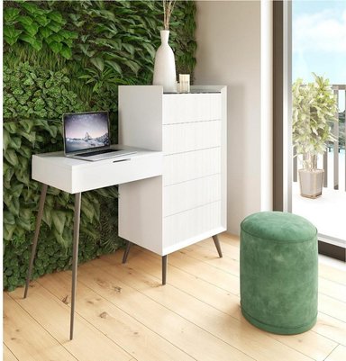 TOCADOR MODERNO CON 5 CAJONES ELIANE COLOR BLANCO TU MESITA