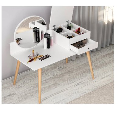 TOCADOR VINTAGE TU MESITA ARIA COLOR BLANCO 1 CAJÓN 1 PUERTA - 2
