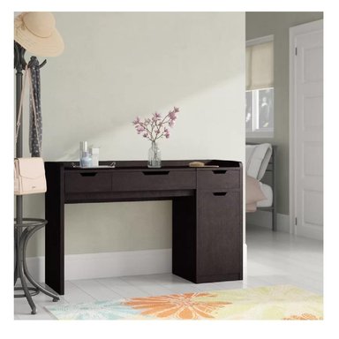 TOCADOR MODERNO TU MESITA MONTANA COLOR NEGRO 3 CAJONES 1 PUERTA - 2