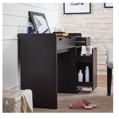 TOCADOR MODERNO TU MESITA MONTANA COLOR NEGRO 3 CAJONES 1 PUERTA - 3