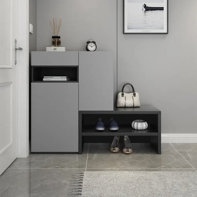 ZAPATERA CON GABINETE LUCIO COLOR GRIS/NEGRO TU MESITA - 3