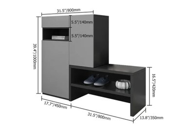 ZAPATERA CON GABINETE LUCIO COLOR GRIS/NEGRO TU MESITA - 6