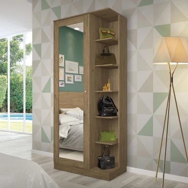 ZAPATERA MODERNA BRUNELLA CON ESPEJO COLOR ROBLE TU MESITA