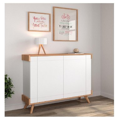 ZAPATERA MODERNA JACKY TU MESITA MELAMINA 18MM COLOR BLANCO 2 PUERTAS