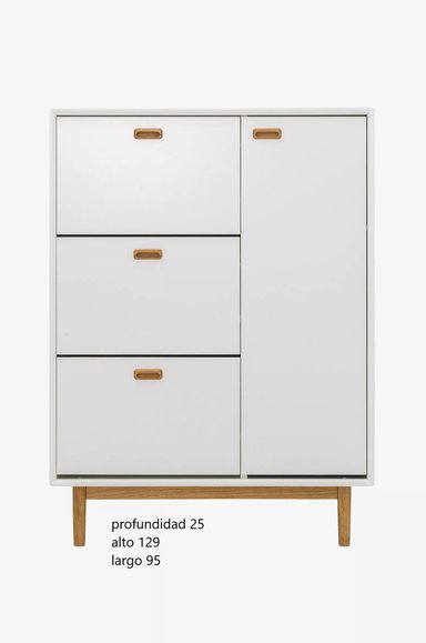 ZAPATERA MODERNA 3 CAJONES 1 PUERTA JOSÉ COLOR BLANCO TU MESITA - 4