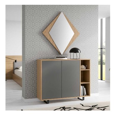 ZAPATERA JUVENIL RISSO TU MESITA MELAMINA 18MM COLOR DUNA/GRIS 2 PUERTAS