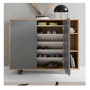 ZAPATERA JUVENIL RISSO TU MESITA MELAMINA 18MM COLOR DUNA/GRIS 2 PUERTAS - 2