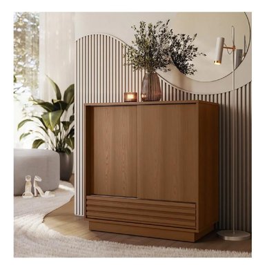 ZAPATERA MODERNA AQUILES TU MESITA MELAMINA 18MM PUERTAS CORREDIZAS COLOR MARRÓN