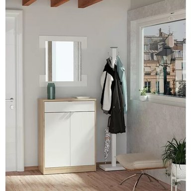 ZAPATERA MODERNA BERLINA COLOR BLANCO/ROBLE TU MESITA 2 PUERTAS 1 CAJÓN - 1