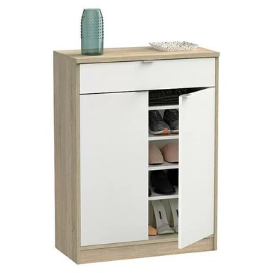 ZAPATERA MODERNA BERLINA COLOR BLANCO/ROBLE TU MESITA 2 PUERTAS 1 CAJÓN - 3