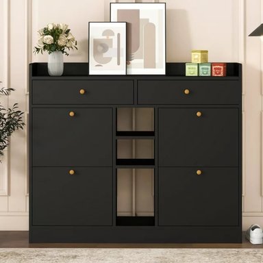 ZAPATERA RECIBIDOR SPARZA COLOR NEGRO TU MESITA