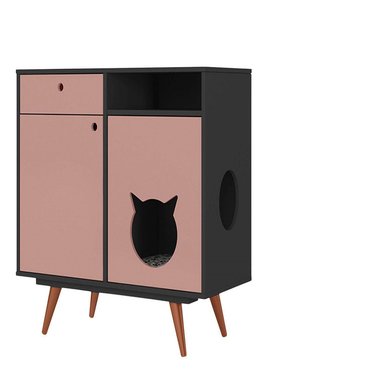 MUEBLE PARA MASCOTAS RUFUS COLOR NEGRO/ROSADO TU MESITA