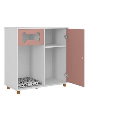MUEBLE PARA MASCOTAS RUFUS COLOR BLANCO/ROSADO TU MESITA