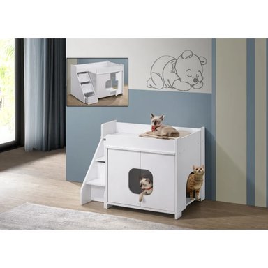 MUEBLE MODERNO PARA GATOS MOLLY COLOR BLANCO TU MESITA