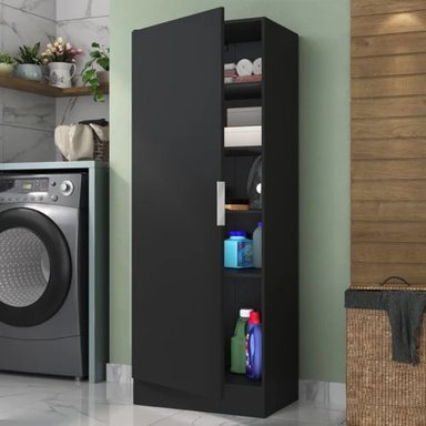 MUEBLE PARA LAVANDERIA MULTIUSOS 1 PUERTA JACOB COLOR NEGRO TU MESITA