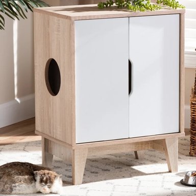 MUEBLE MODERNO PARA GATOS TOMY 2 COLOR BLANCO/DUNA TU MESITA