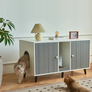 MUEBLE PARA GATOS GINGER COLOR BLANCO/GRIS TU MESITA