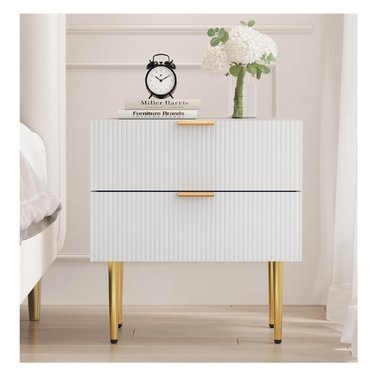 MESA DE NOCHE ANDREA MODERNA  2 CAJONES COLOR BLANCO TU MESITA