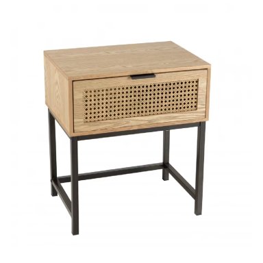 MESA DE NOCHE BORGIAS CON REJILLA EN RATAN COLOR ROVERE 1 CAJON TU MESITA