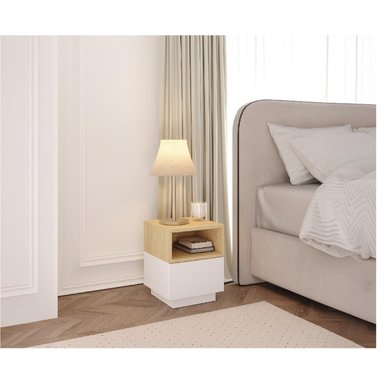 MESA DE NOCHE MODERNA COLAN COLOR BLANCO/DUNA  1 CAJON TU MESITA