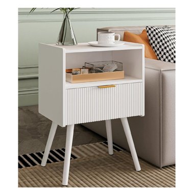 MESA MODERNA RANURADA SOFI COLOR BLANCO 1 CAJON TU MESITA - 2