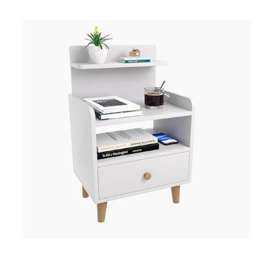 MESA  DE NOCHE  MULTIUSOS  YIDA COLOR  BLANCO 1 CAJON MAS  REPISAS TU MESITA