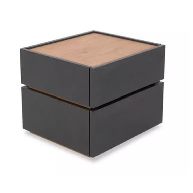 MESA DE NOCHE RAFAELL MODERNA COLOR  GRIS OSCURO/MARRON 2 CAJONES TU MESITA