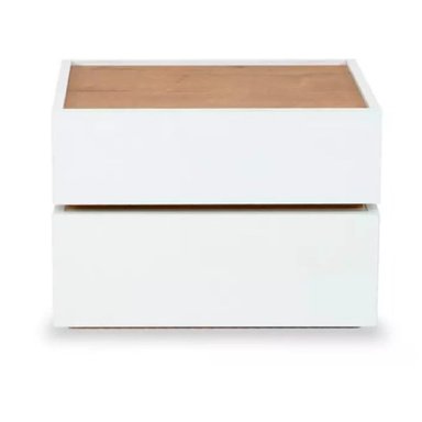 MESA DE NOCHE RAFAEL MODERNA COLOR BLANCO/MARRON 2 CAJONES TU MESITA